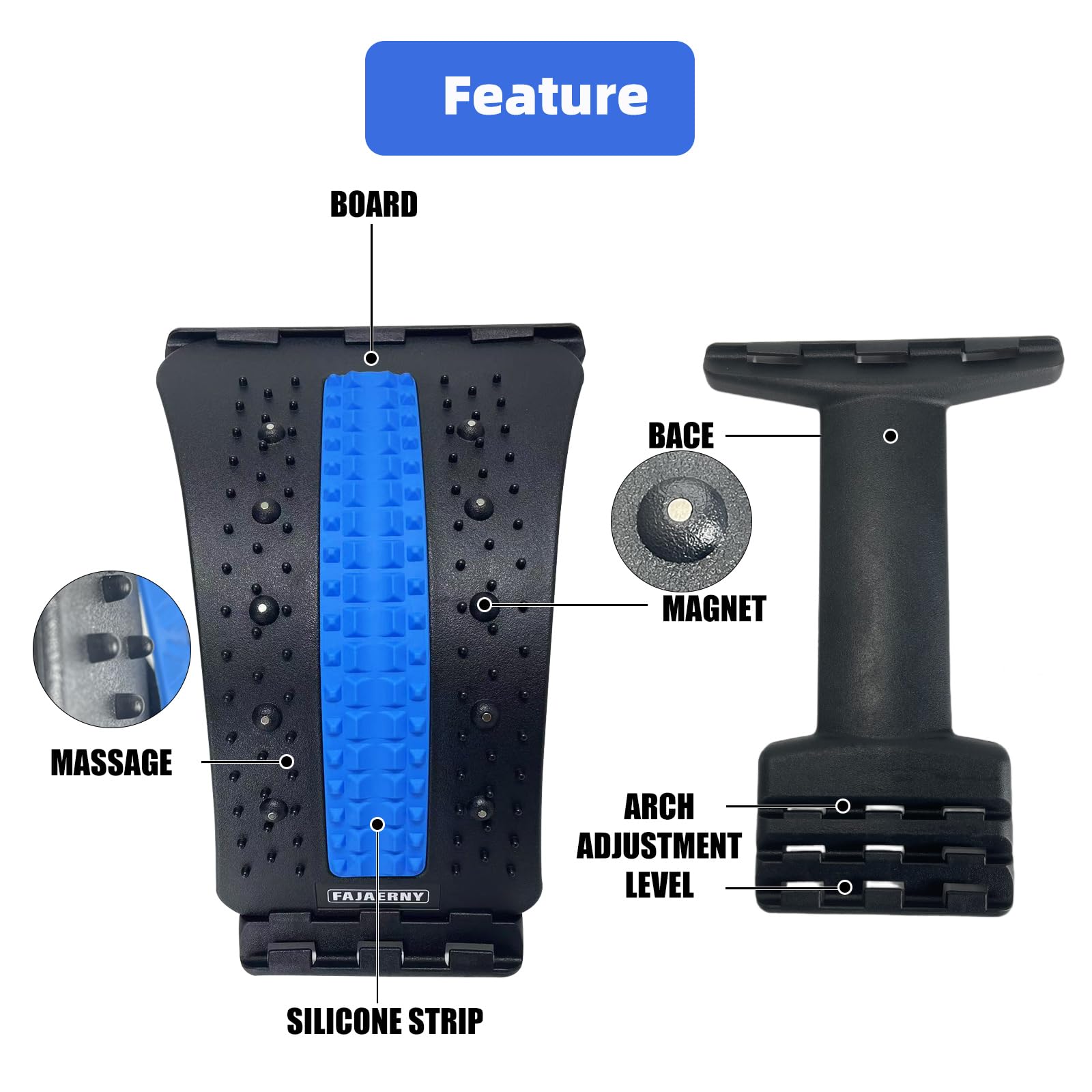 FAJAERNY Back Stretcher features NBR and silicone pads for cushioned contact