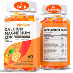 Fajeckma calcium magnesium zinc gummies bottle for convenient bone support and daily wellness