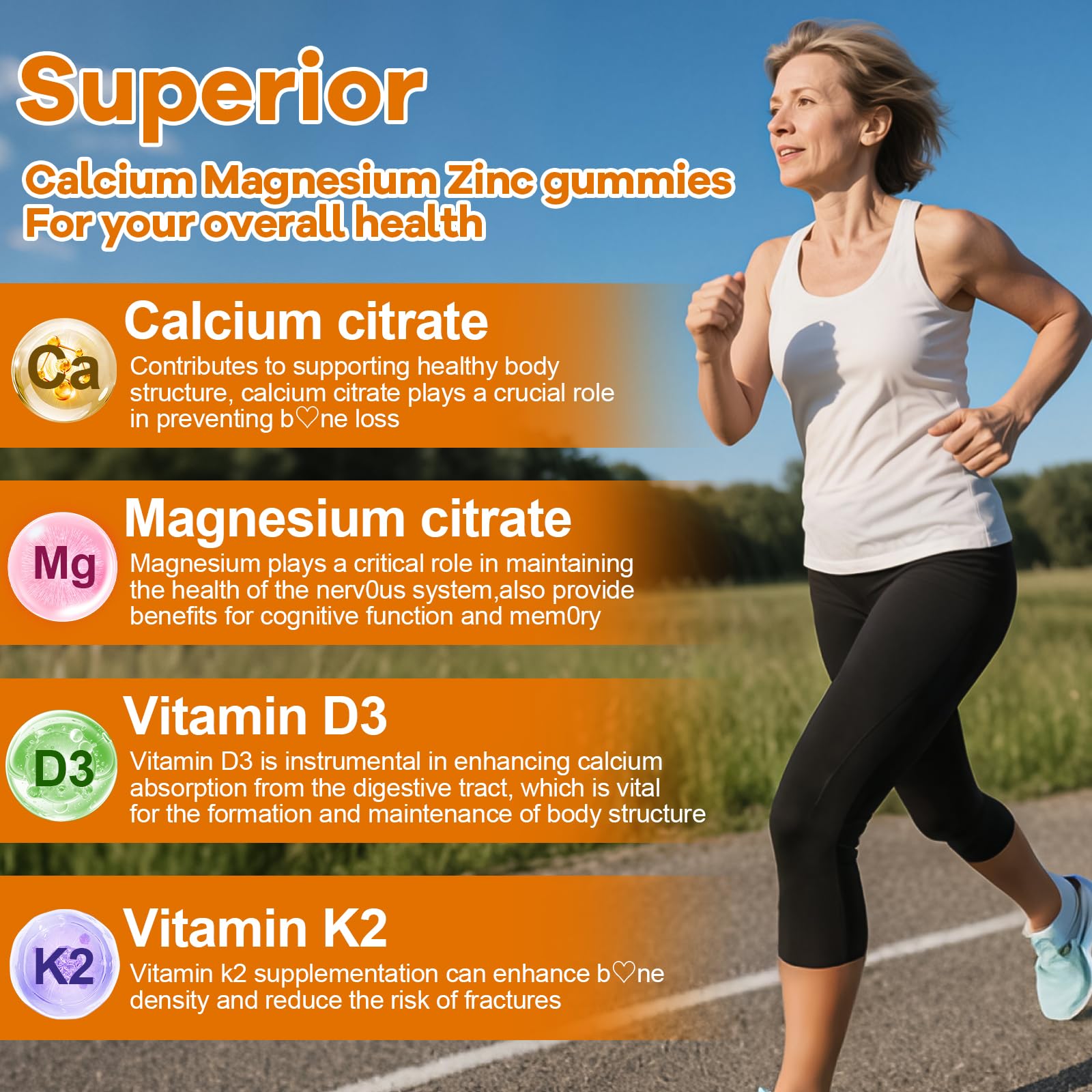 Fajeckma orange flavor gummies close up highlighting sugar free formula