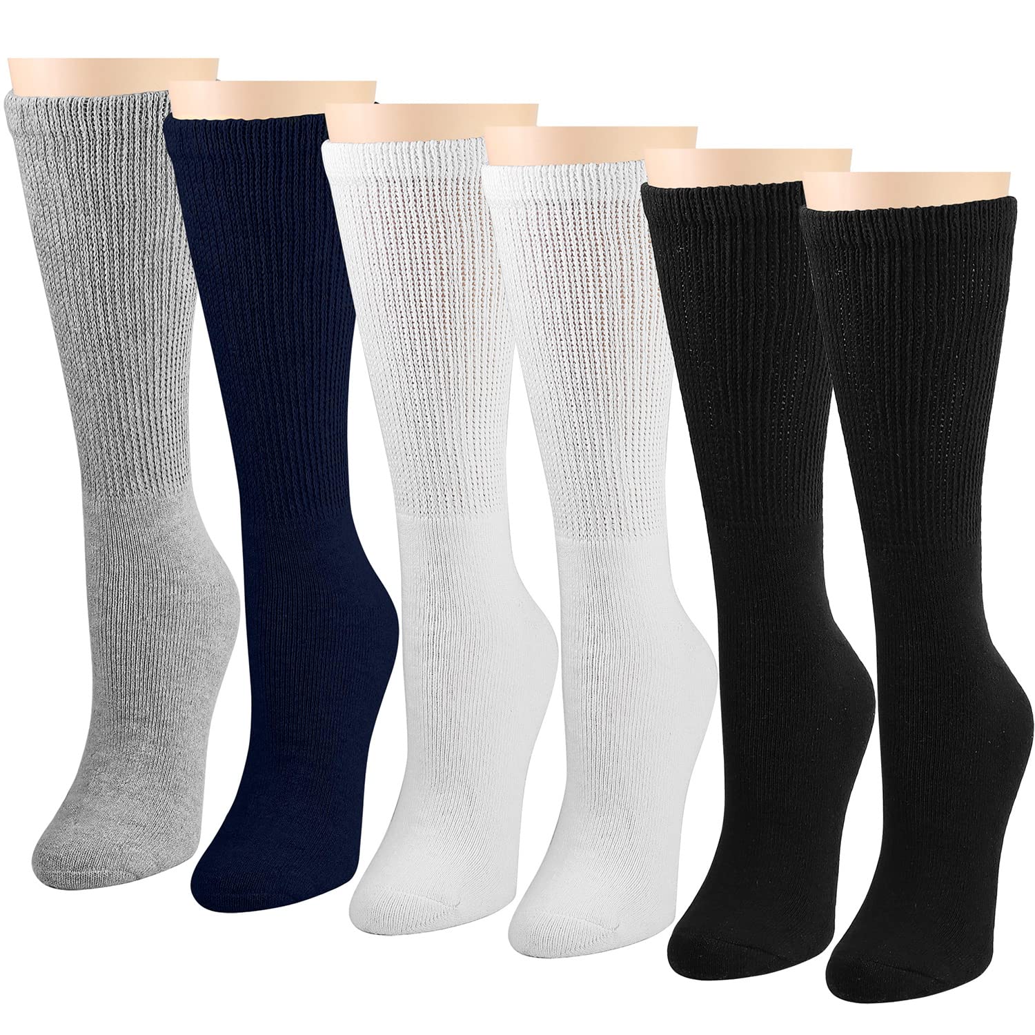 Falari Women Diabetic Socks black crew height for comfortable all-day wear