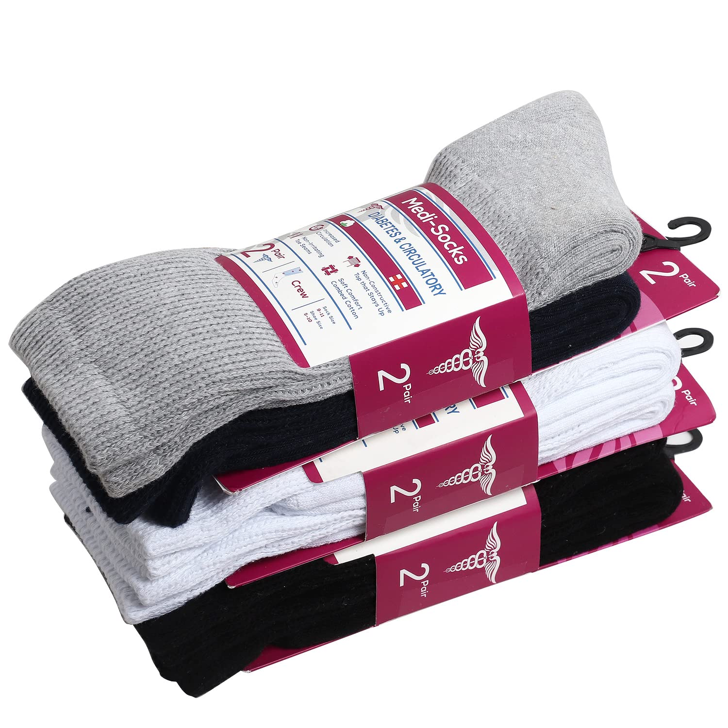 Falari Women Diabetic Socks navy crew height aids daily wear and edema-friendly comfort