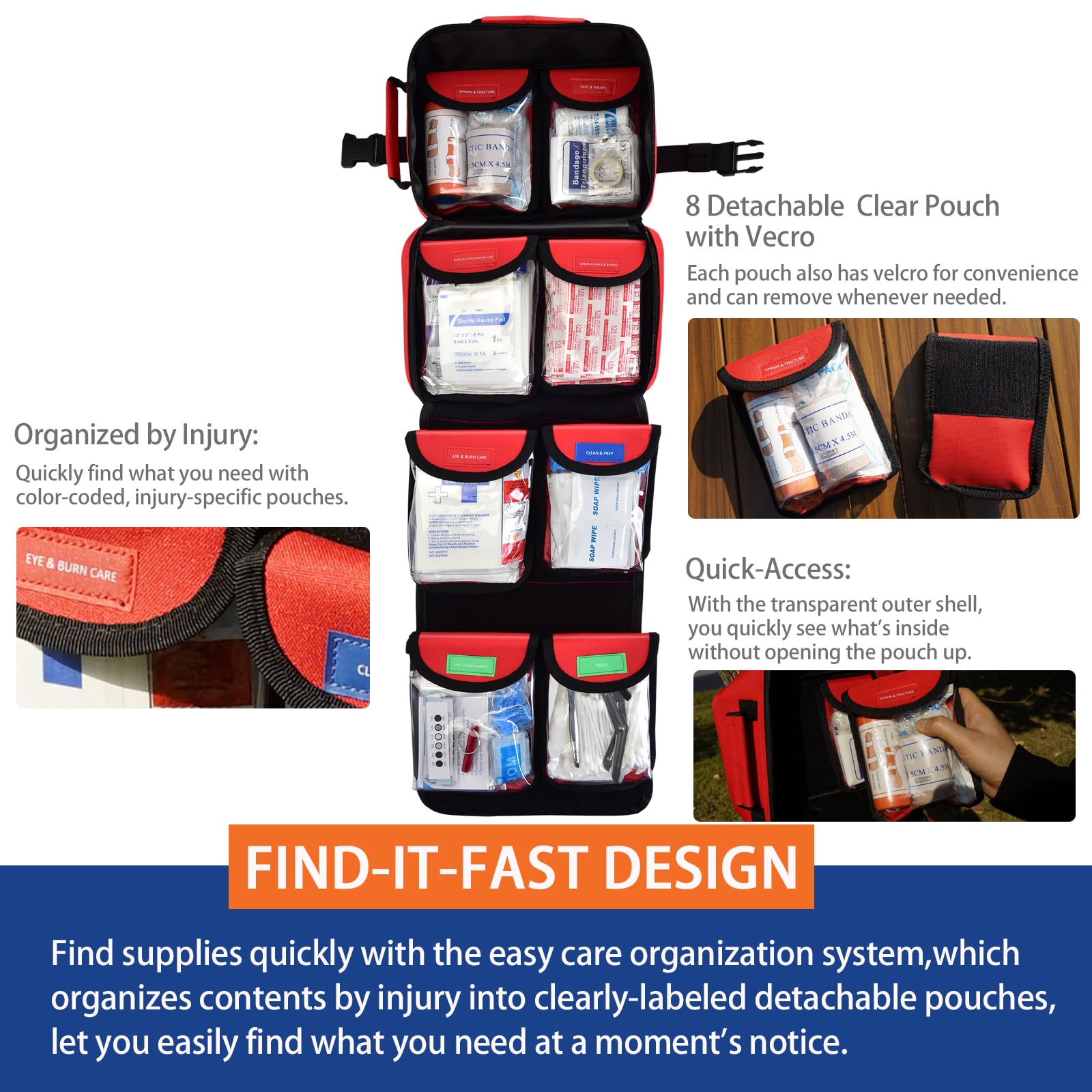Falcon Rescue MOLLE-compatible kit attached to gear for rapid deployment.