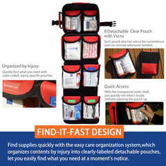Falcon Rescue MOLLE-compatible kit attached to gear for rapid deployment.