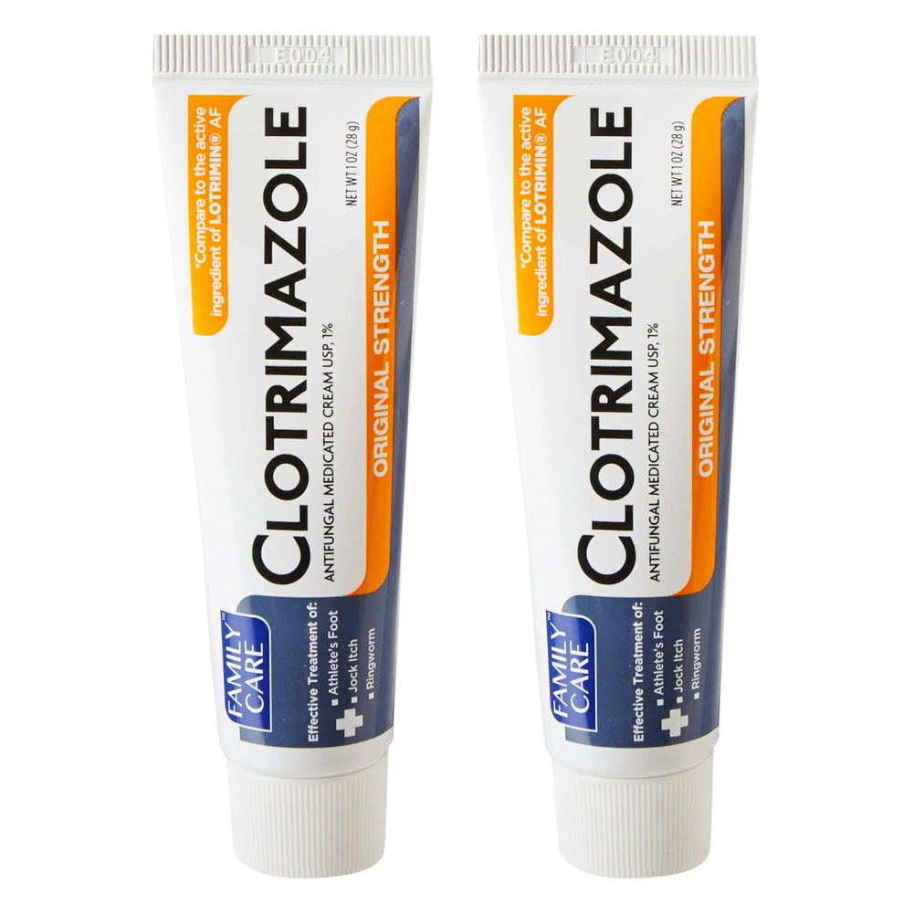Family Care Clotrimazole anti-fungal cream two-pack tubes for convenient fungal care at home