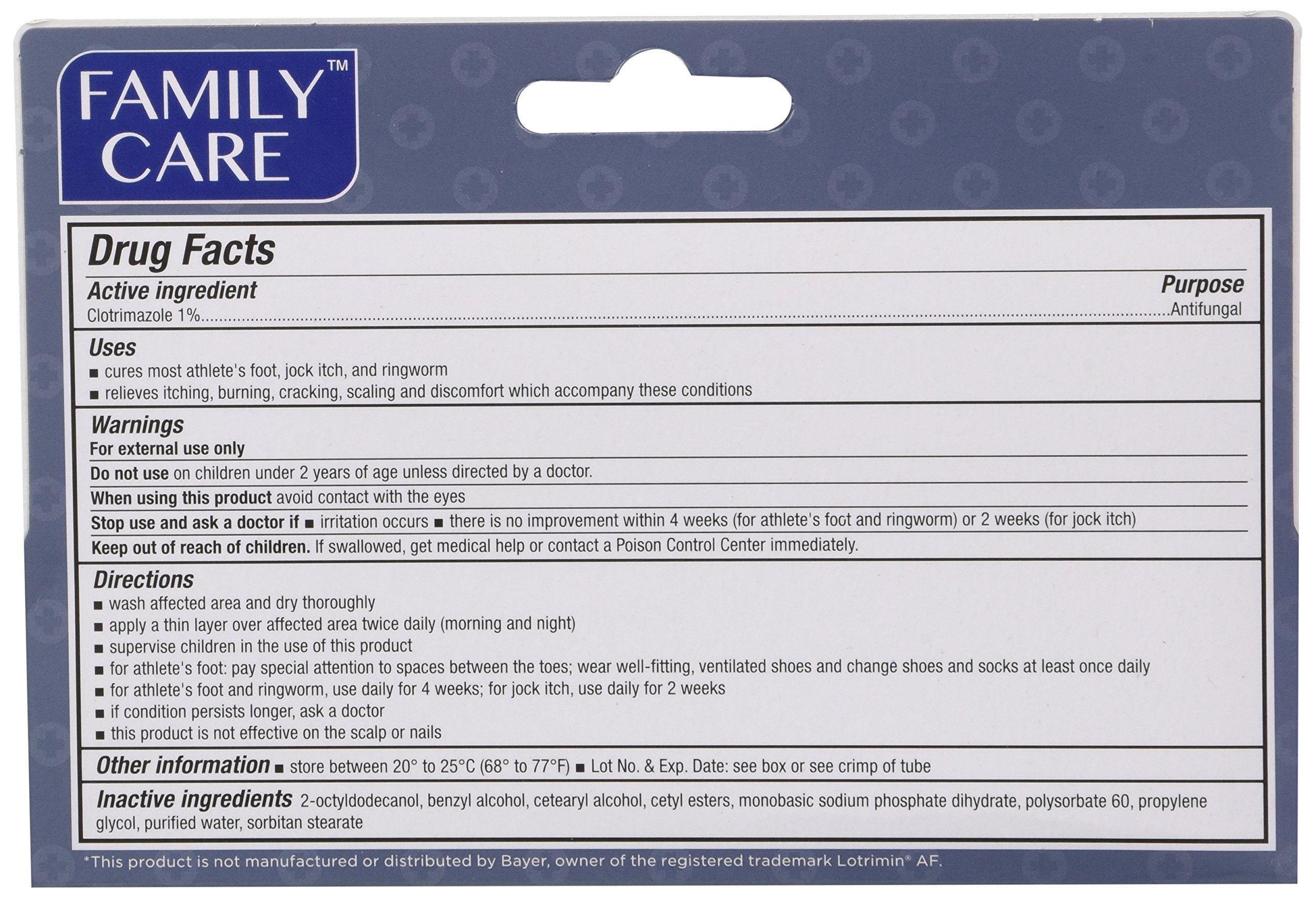 Family Care three-tube pack of clotrimazole cream for easy ongoing treatment.