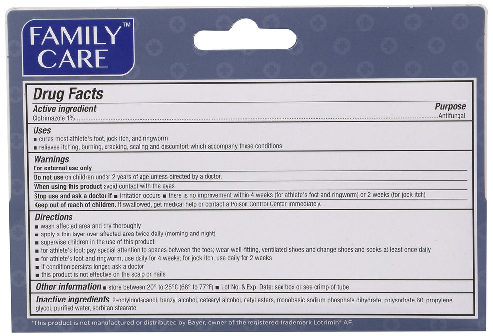 Family Care three-tube pack of clotrimazole cream for easy ongoing treatment.