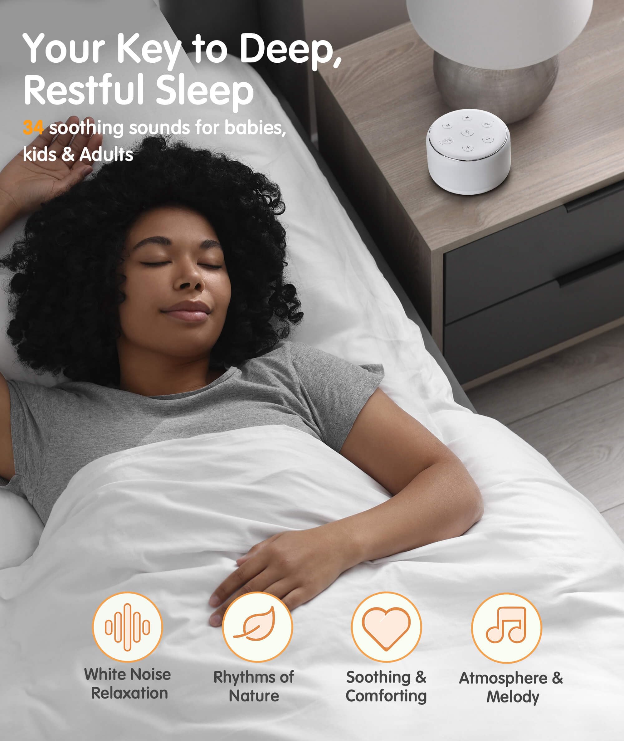 FamiSym 34 soothing sounds offering diverse sleep options.