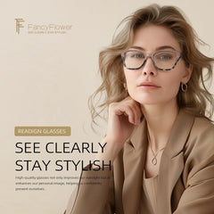 FancyFlower reading glasses with translucent tortoiseshell lower rims for refined style.