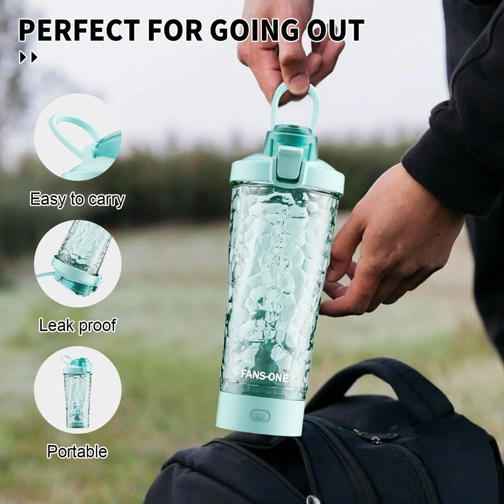 Fans-One shaker bottle with detachable motor base for easy cleaning and portability.