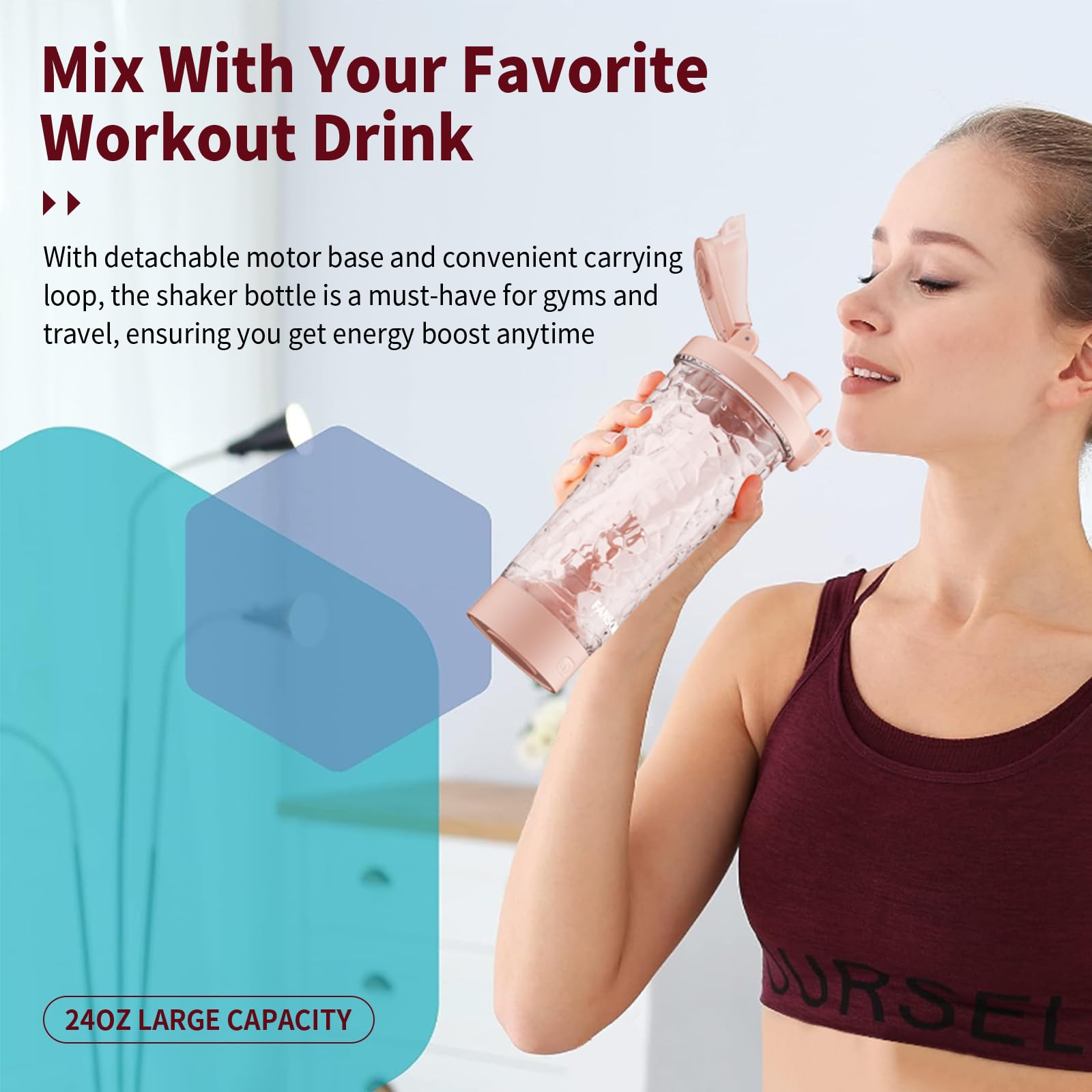 Fans-One electric shaker charging port pink shows USB recharge and power status