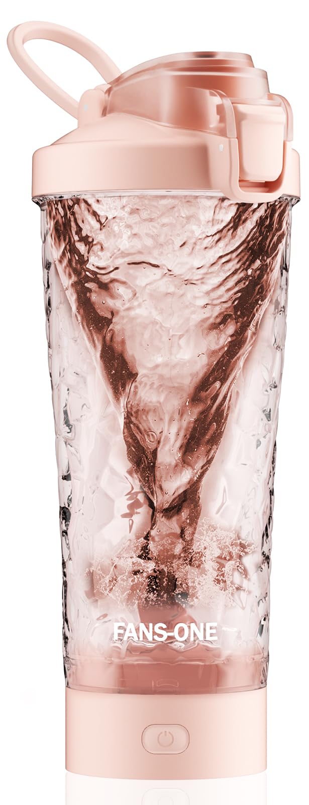Fans-One electric shaker front view in pink with a leak-proof design for on-the-go shakes