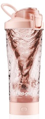 Fans-One electric shaker front view in pink with a leak-proof design for on-the-go shakes