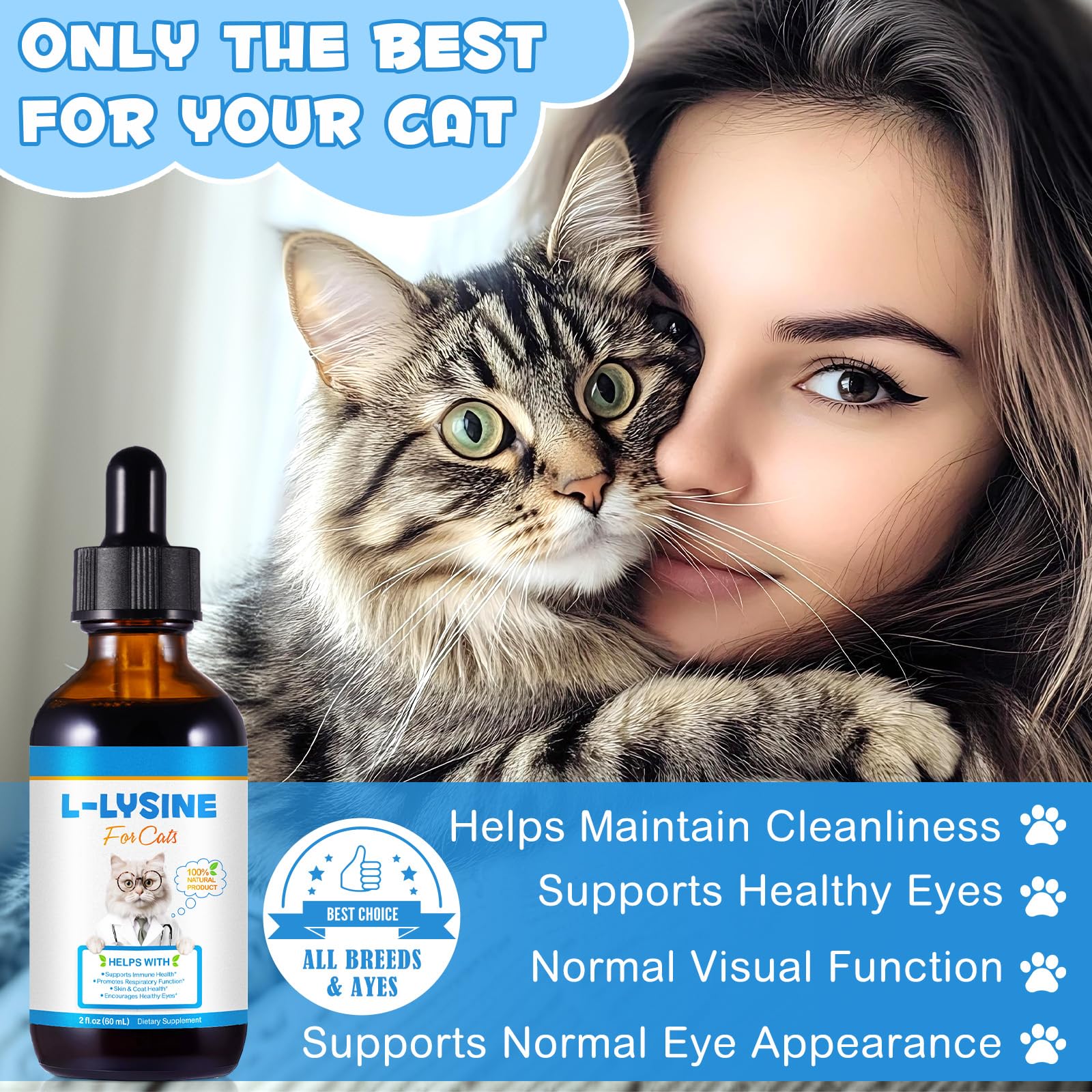 Fanshi Lysine grain-free formula label highlights gentle care for sensitive cats