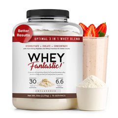 Fantastic Nutrition 3in1 whey unflavored powder bag showing versatile protein source for shakes