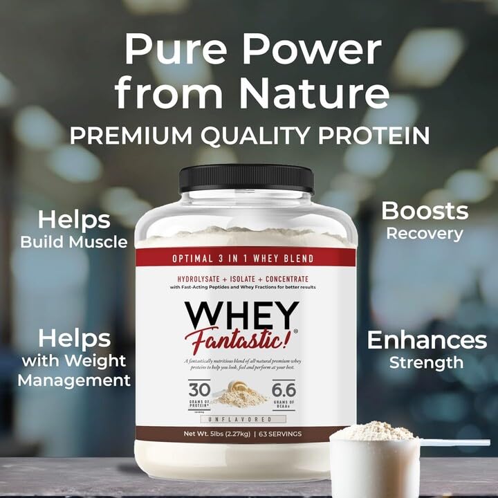 Fantastic Nutrition 3in1 whey hydrolysate pour bottle emphasizes fast absorption