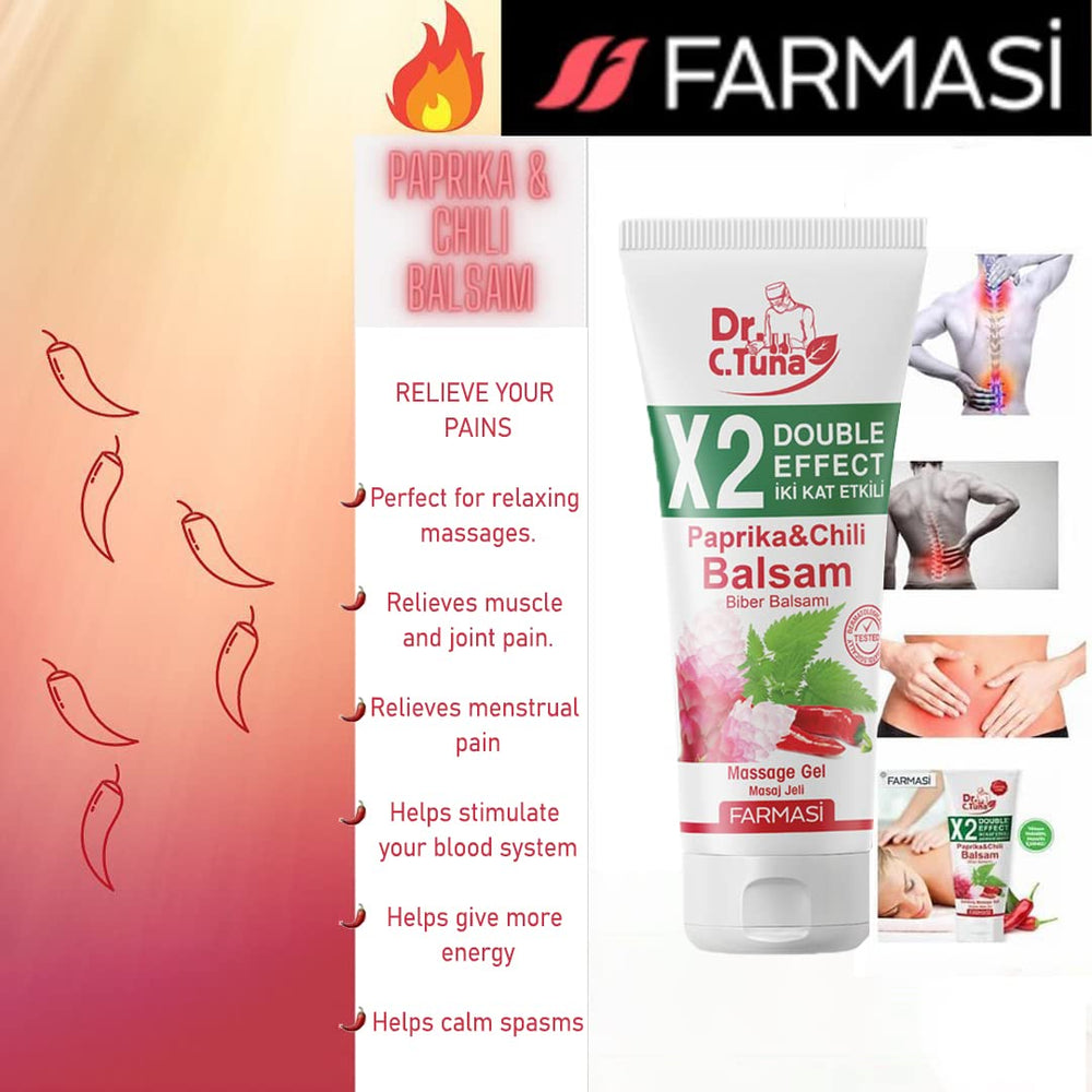 Hands applying FARMASi Paprika & Chili Balsam for quick warming relief