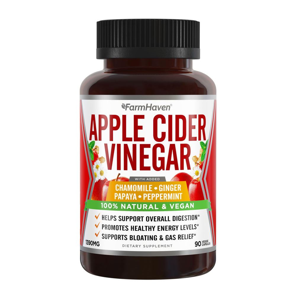 FarmHaven Apple Cider Vinegar capsules bottle for convenient digestion support