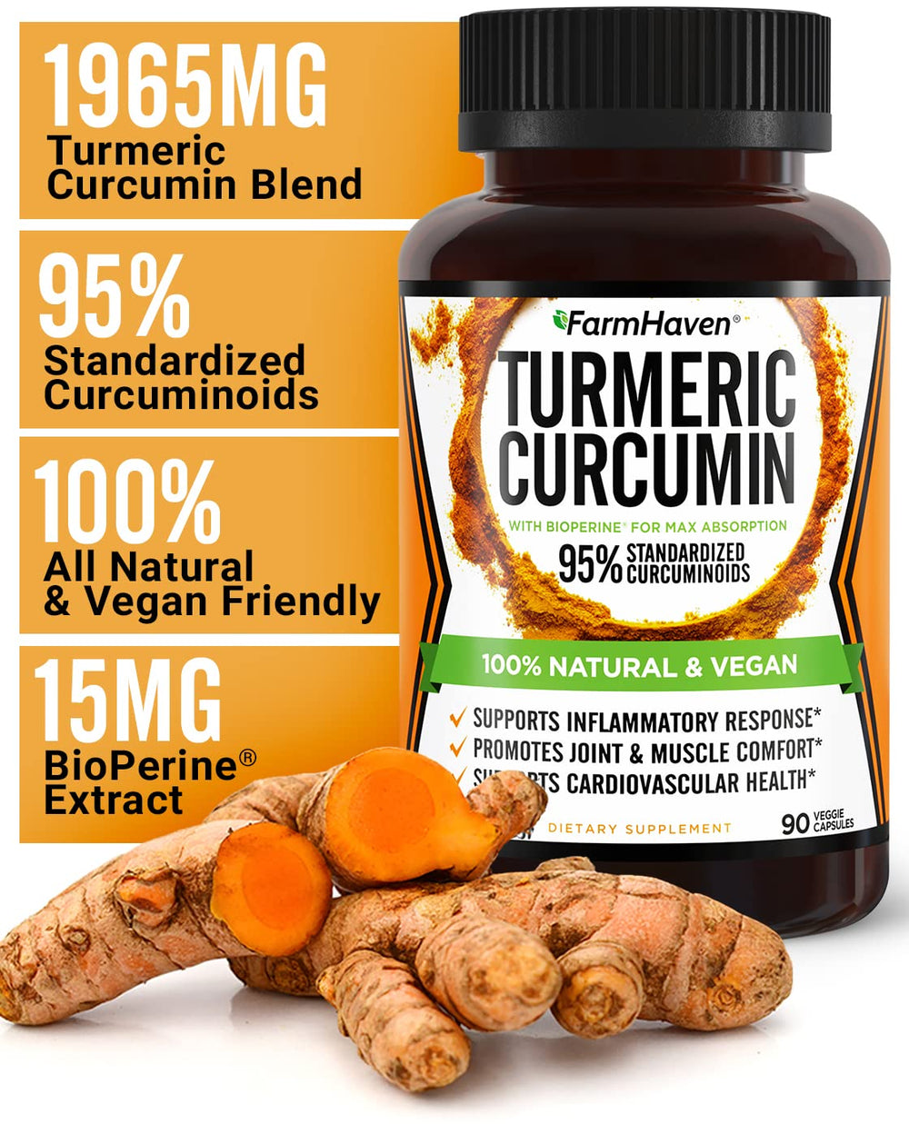 FarmHaven BioPerine black pepper enhances absorption for better results.