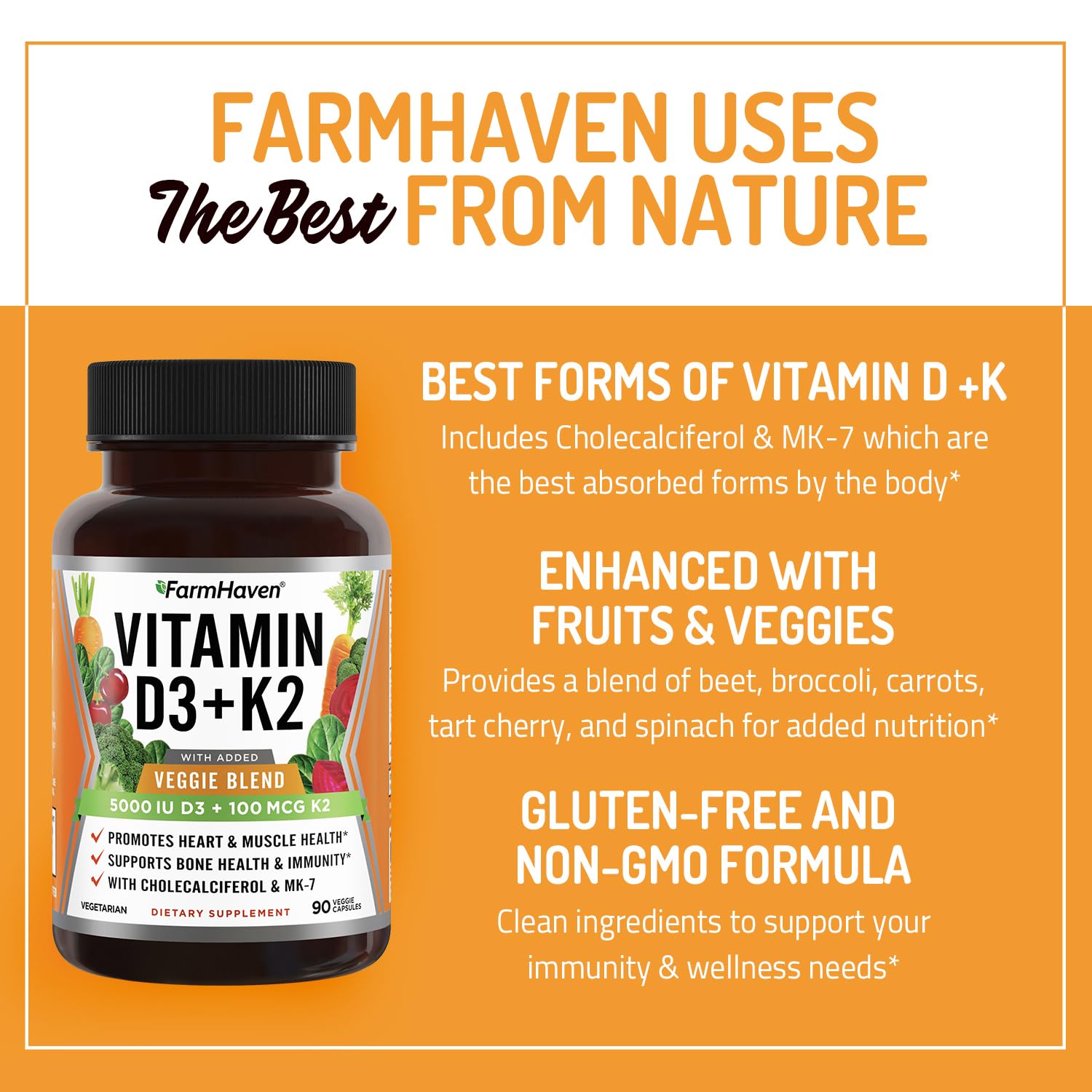 FarmHaven vitamin bottle displayed on a shelf for easy access.