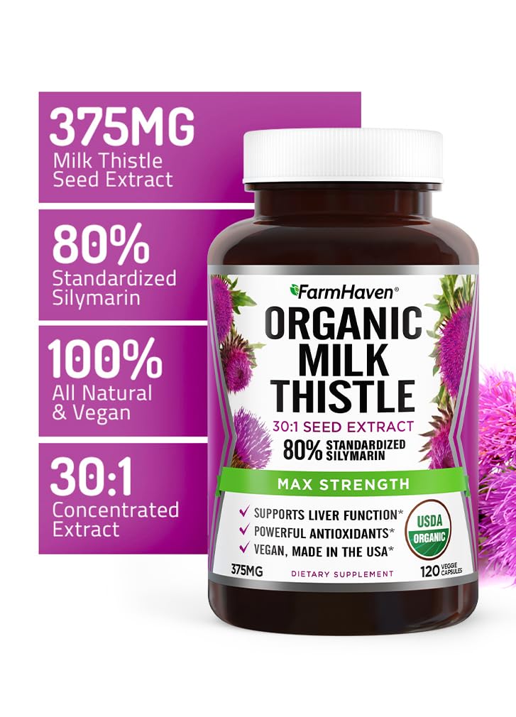 FarmHaven Milk Thistle capsules arranged to emphasize 240 vegan capsules.