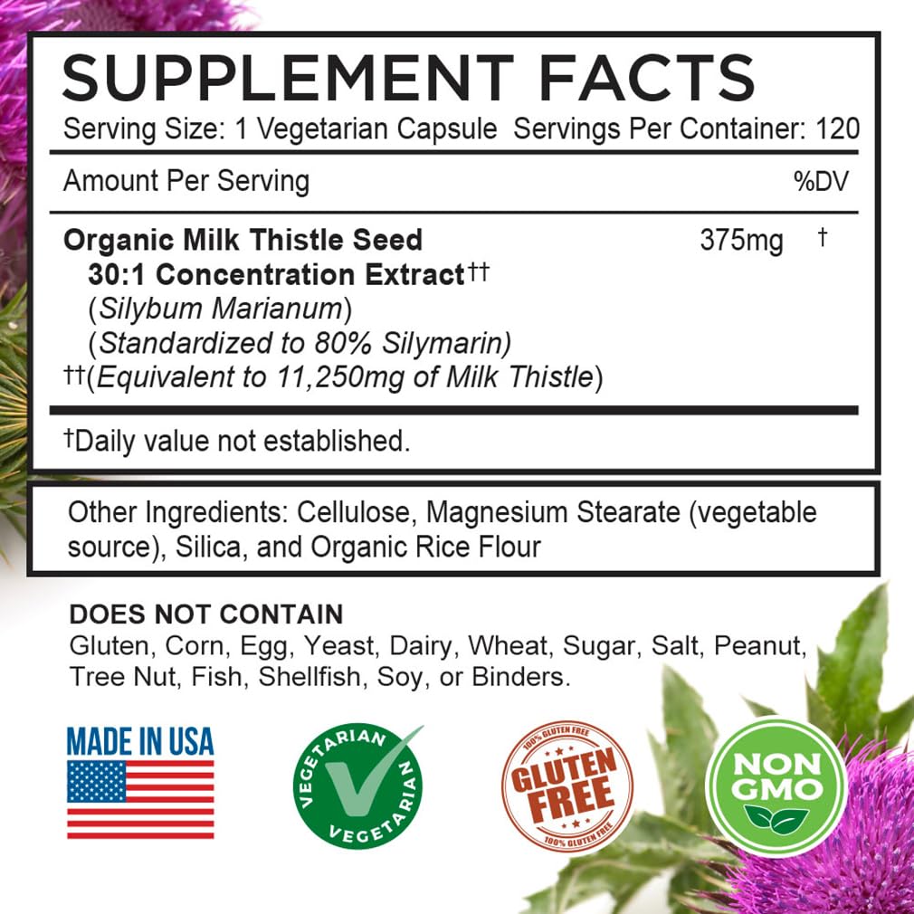 FarmHaven Milk Thistle veggie capsules beside a measuring glass for daily use.