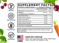 FarmHaven veggie capsules packaging emphasizes vegetarian, non-GMO formula.
