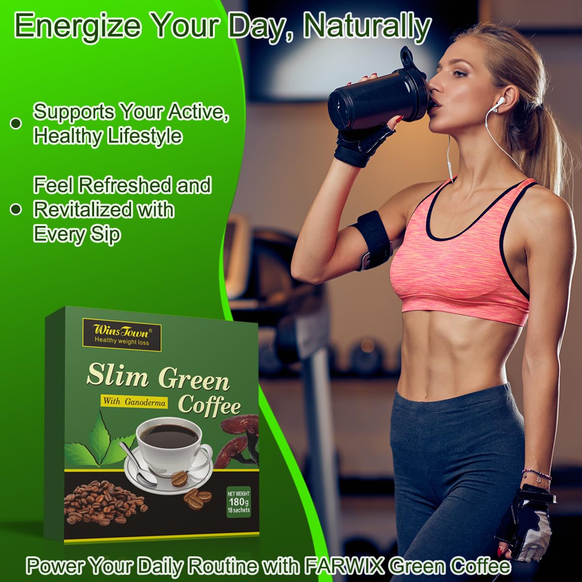 FARWIX Green Coffee Bean Powder in a cup of coffee for a daily ritual.