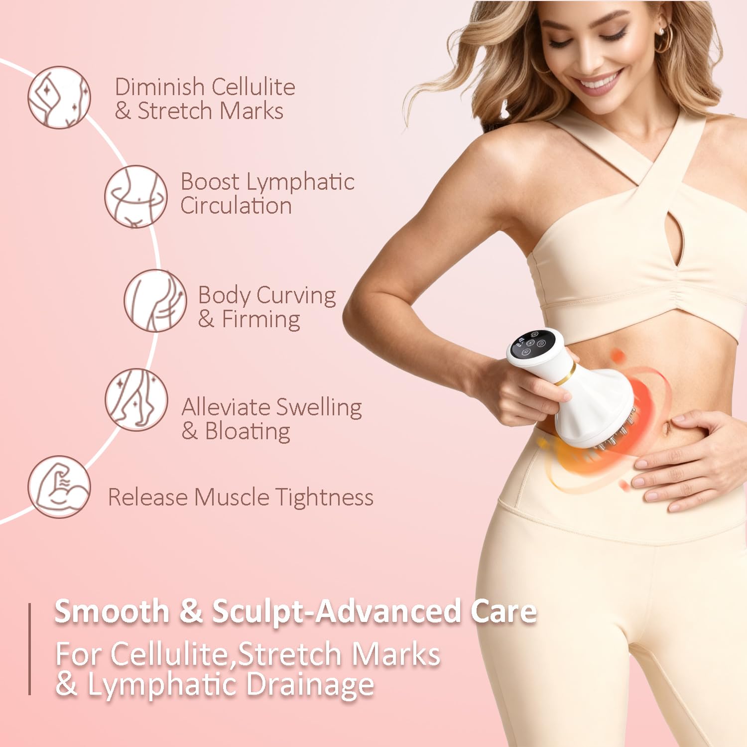 FASCITONE massager with body oil pairing for deeper conductivity and smoother skin.