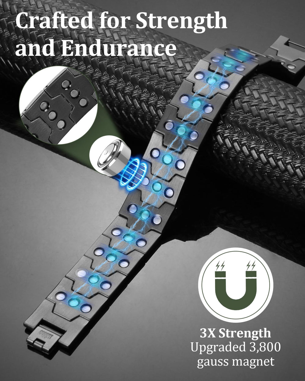 Fashtour 3X copper bracelet wearing style on masculine wrist for everyday versatility