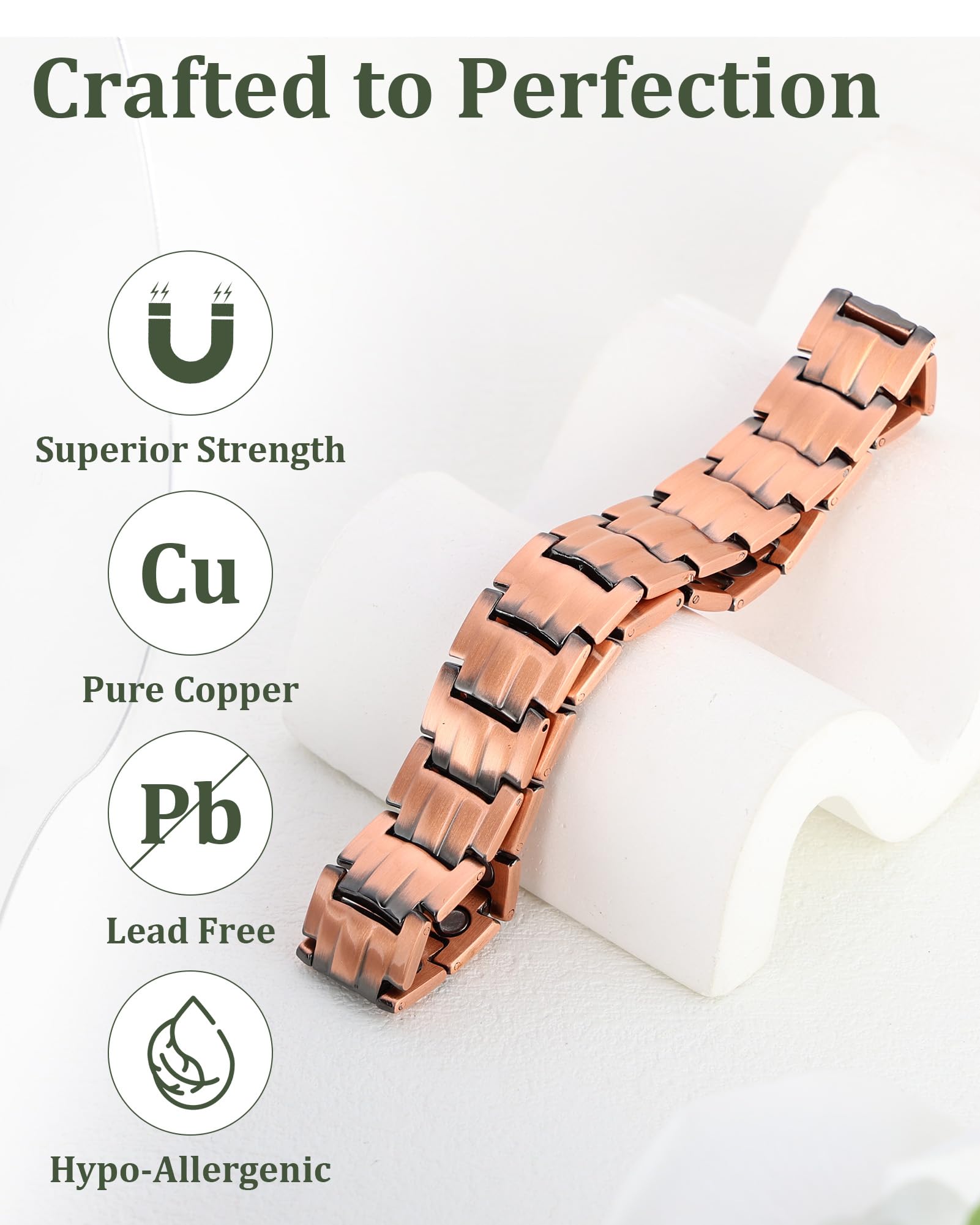Fashtour copper magnetic bracelet square-links design for modern masculine look.