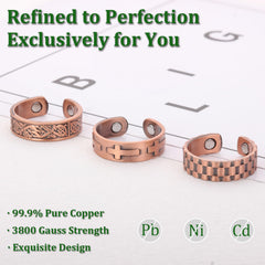 Fashtour magnetic copper ring close-up with magnets and antique finish.