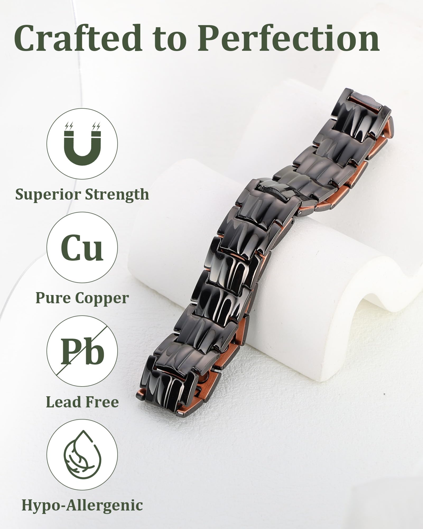 Fashtour pure copper bracelet close-up highlighting rich color and link durability