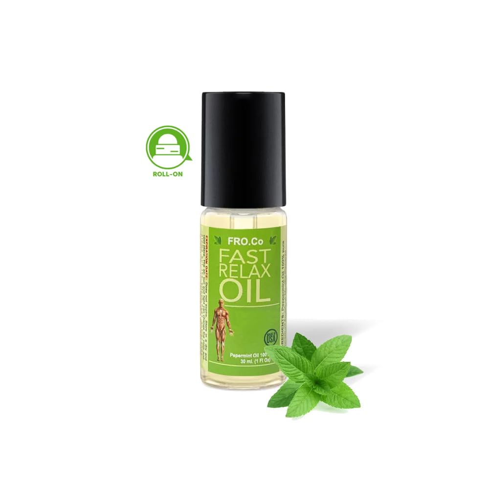 Fast Relax Oil diffuser-ready bottle releases calming peppermint aroma for stress relief.