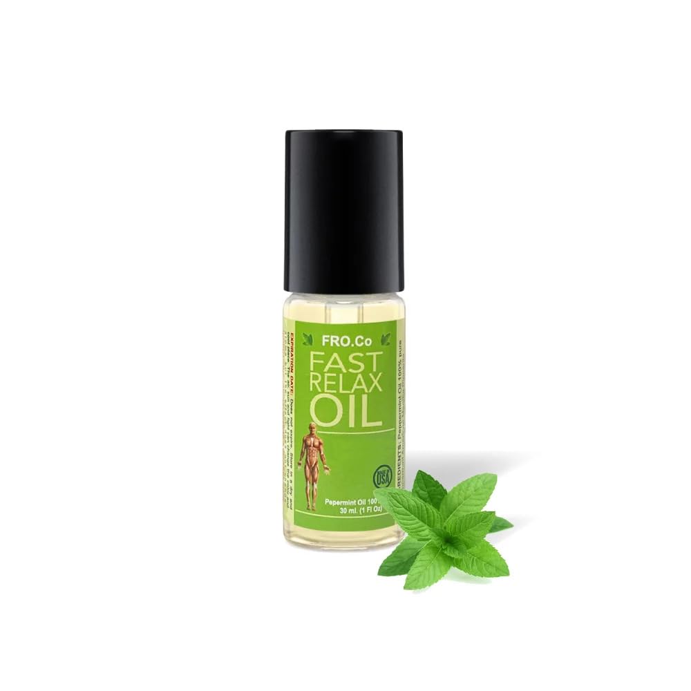 Fast Relax Oil roll-on bottle showcasing convenient portable relief and peppermint scent.