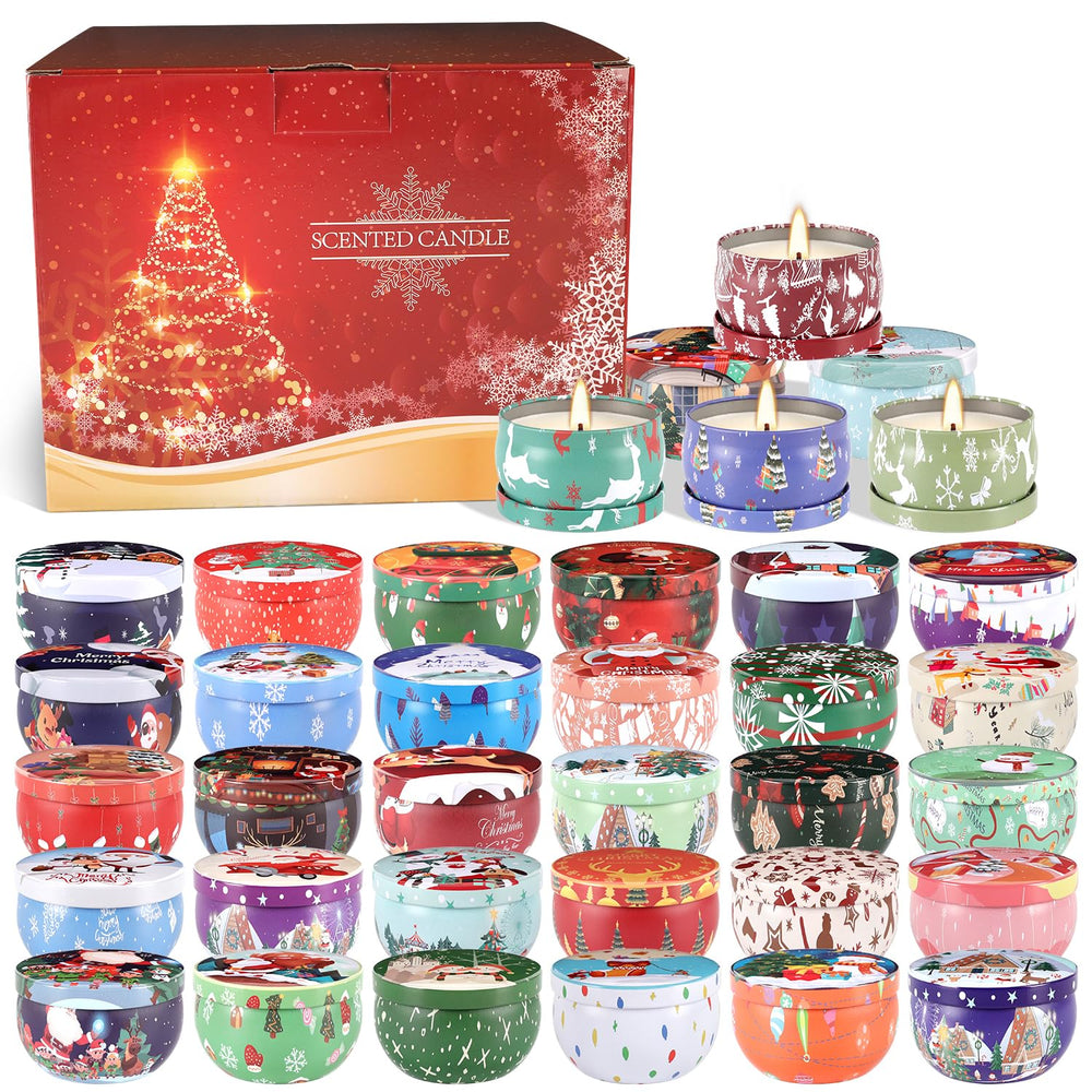 fclayvts Christmas candle set gift box front view ideal for festive décor and gifting.