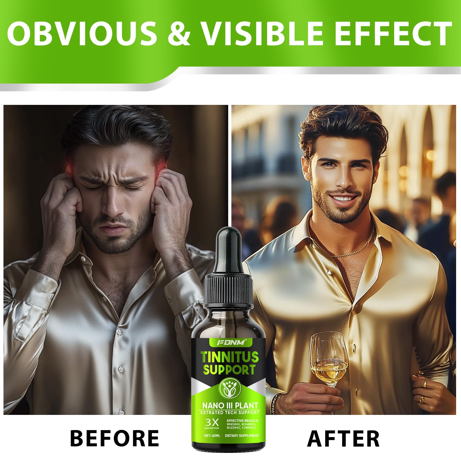 FDNM Tinnitus Relief bottle on desk during routine