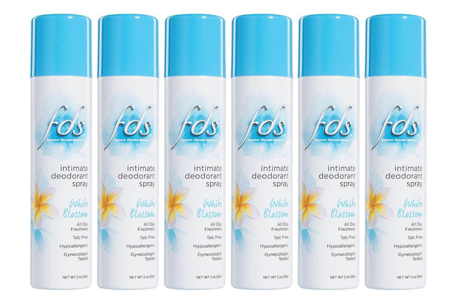 FDS hypoallergenic intimate deodorant spray bottle in White Blossom for all-day freshness