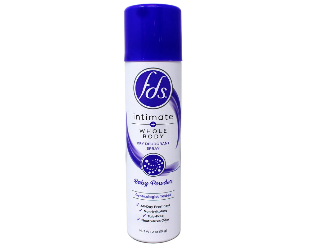 Close-up of Baby Powder scent in FDS Intimate spray
