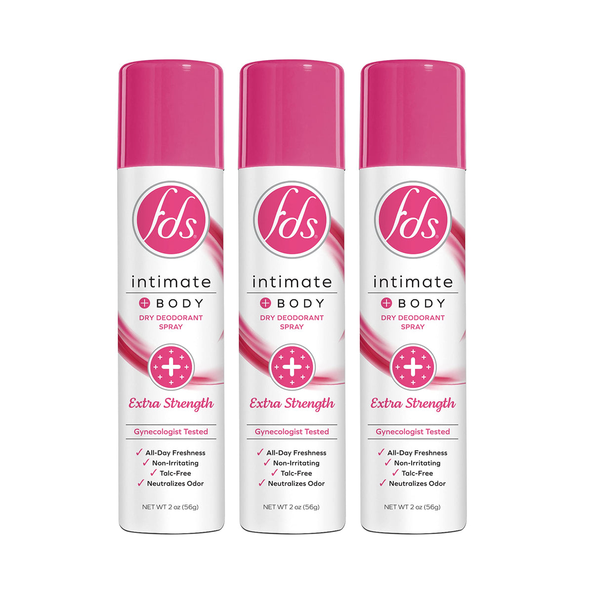 FDS Intimate Deodorant Spray bottle front delivering all-day freshness