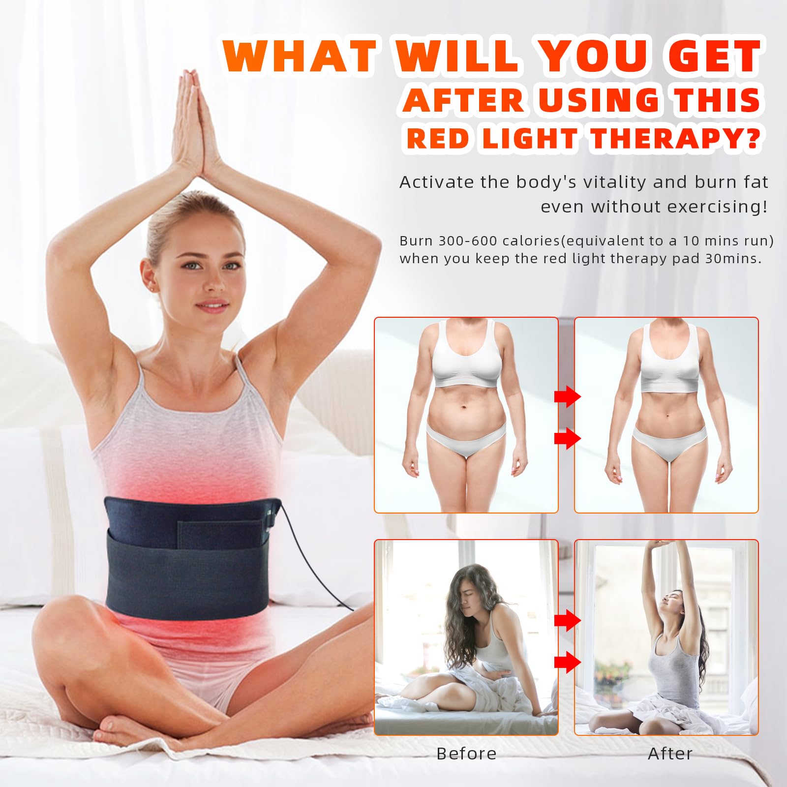 Feangli red light pad placed on the shoulder to ease muscle tension.