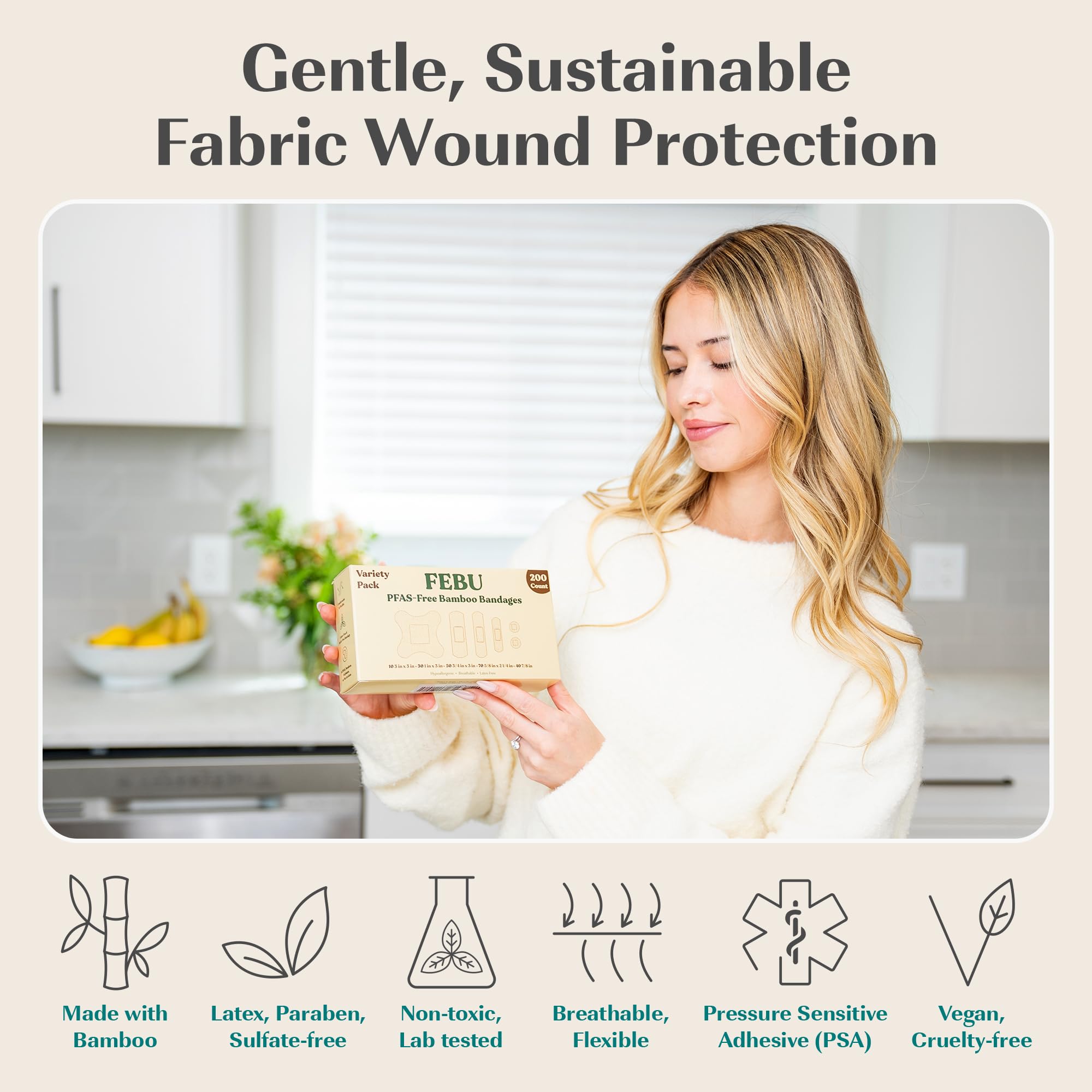 Banda FEBU biodegradable y compostable para reducir residuos.