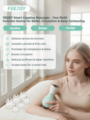 FEEJOY electric cupping kit detachable cups for static cupping and deep tissue feel.