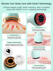 FEEJOY electric cupping kit heat rollers for warm, soothing therapy sessions.
