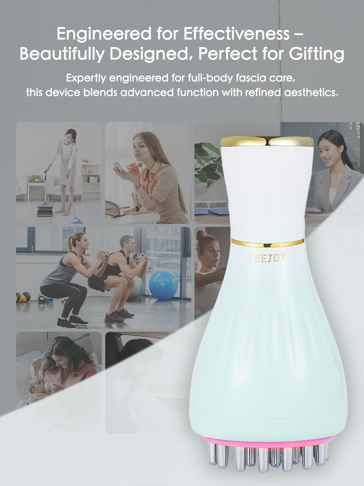 FeeJoy massager charging via USB-C, travel-ready and easy to recharge.