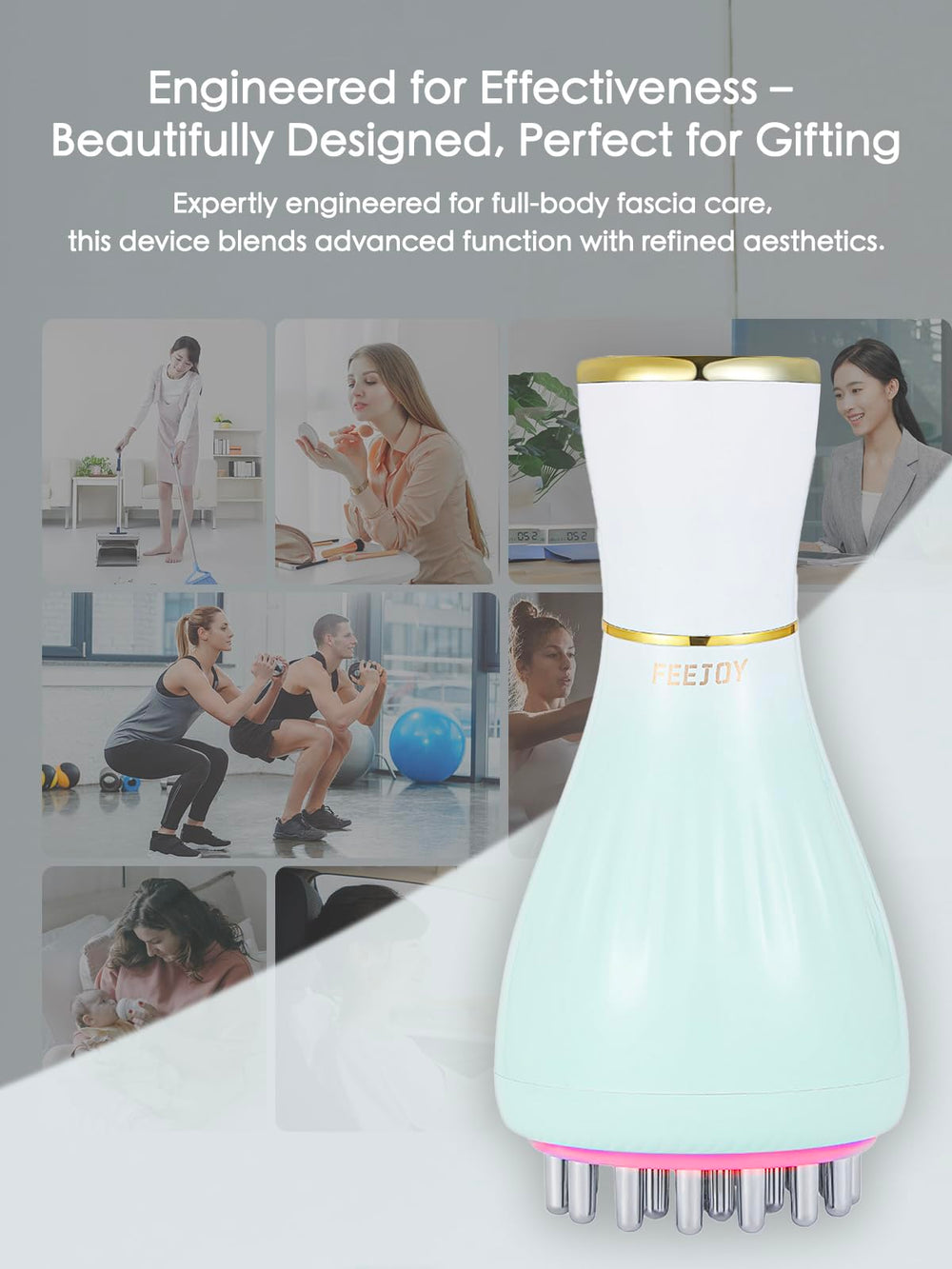 FeeJoy massager charging via USB-C, travel-ready and easy to recharge.
