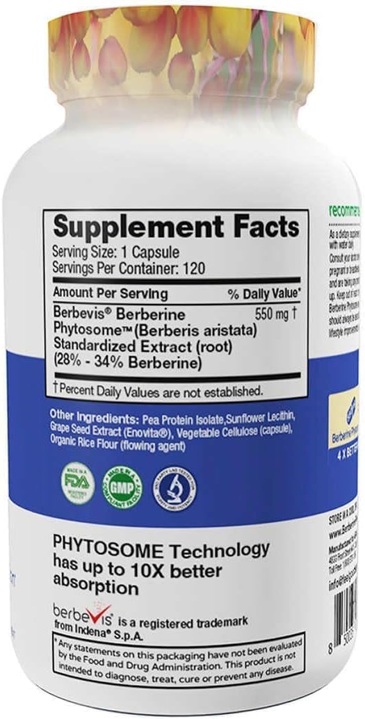 Feel Good Superfoods Berberine Phytosome label close-up highlights vegan, non-GMO formulation for daily living.
