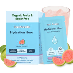 Feel Goods Hydration Hero bottle pour showing quick hydration and refreshing flavor