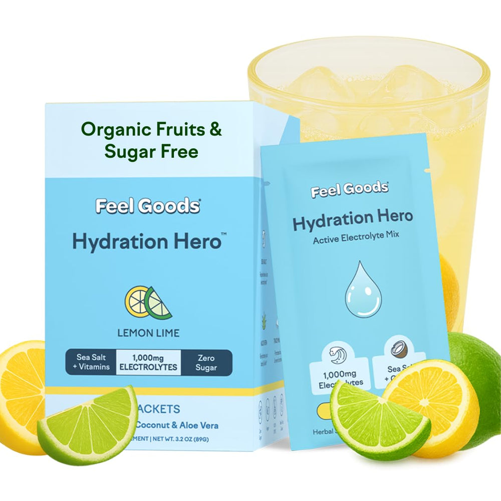 Feel Goods Hydration Hero Lemon Lime packet for on-the-go electrolyte balance