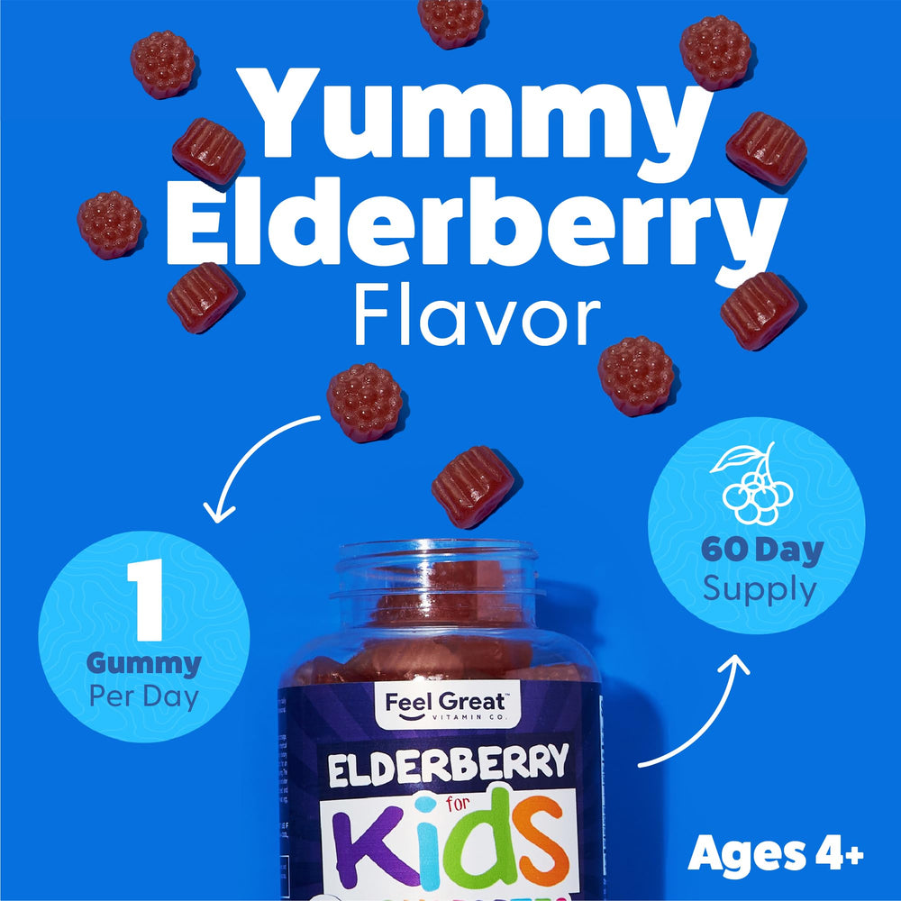 Serving size detail for Feel Great Kids Elderberry Gummies daily routine