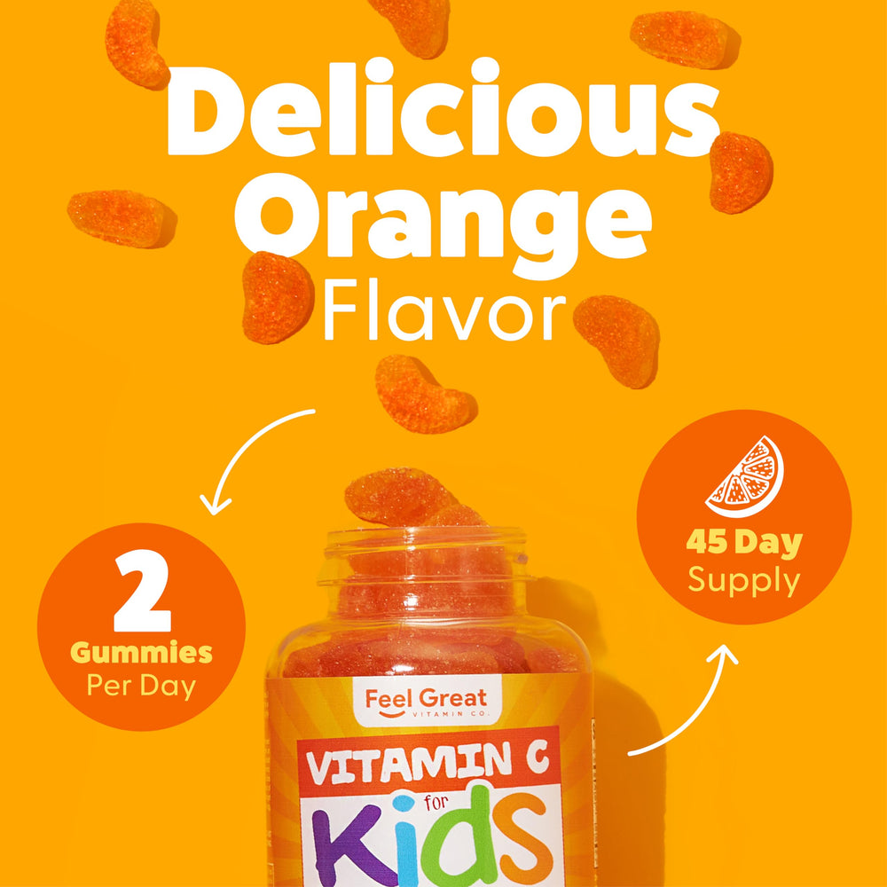Feel Great Kids Vitamin C Gummies 250 mg serving daily dose.